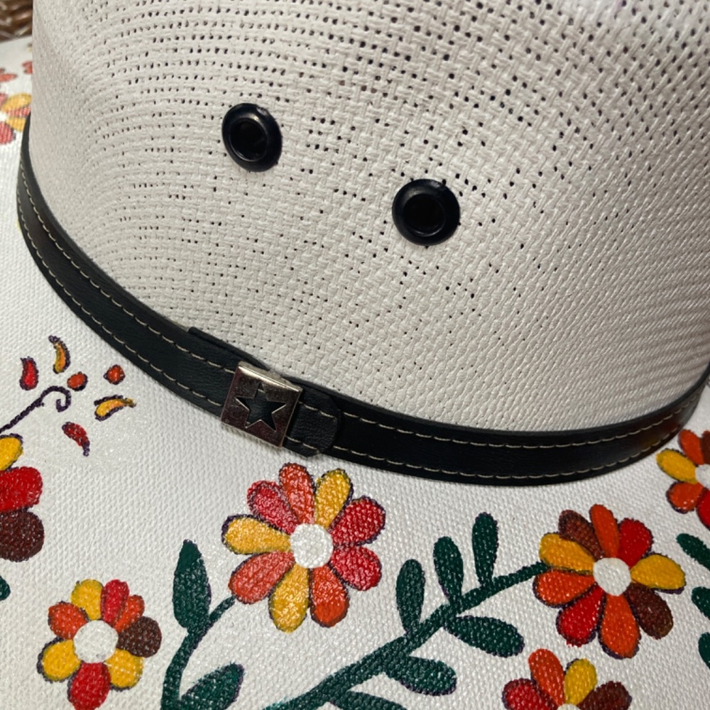 Hand painted cowboy garden festival hat - Picture 4 of 15